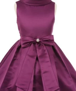 Girls Satin Tea Length Dress With Sash By Cinderella Couture 1197 Flower Girl Dresses