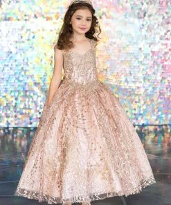 Calla Collection Flower Girl Dresses Girls Glitter Cap Sleeve Ball Gown By Calla KY226