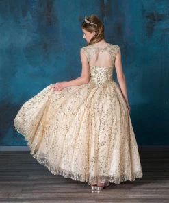 Calla Collection Flower Girl Dresses Girls Glitter Cap Sleeve Ball Gown By Calla KY226
