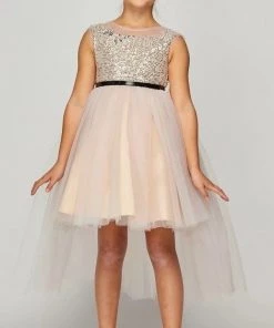 Girls Sequin High Low Dress By Cinderella Couture 5098 17 Girls Sequin High Low Dress By Cinderella Couture 5098