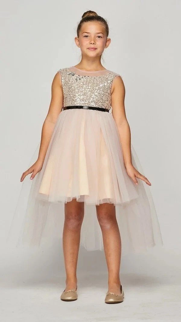 Girls Sequin High Low Dress By Cinderella Couture 5098 8 Girls Sequin High Low Dress By Cinderella Couture 5098