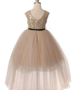 Girls Sequin High Low Dress By Cinderella Couture 5098 20 Girls Sequin High Low Dress By Cinderella Couture 5098