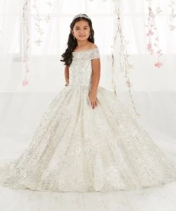 Tiffany Princess By House Of Wu Girls Sequin Long Off Shoulder Dress By Tiffany Princess 13550