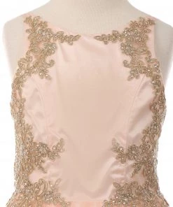 Girls Short Applique Dress With Corset Back By Cinderella Couture 8503 Flower Girl Dresses