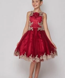 Girls Short Applique Dress With Corset Back By Cinderella Couture 8503 Flower Girl Dresses