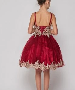 Girls Short Applique Dress With Corset Back By Cinderella Couture 8503 Flower Girl Dresses