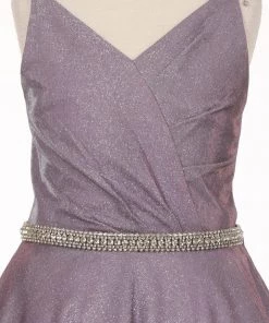 Girls Short Beaded Metallic Dress By Cinderella Couture 8014