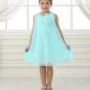 Calla Collection Girls Short Blue Mint Chiffon Dress With Removable Flower By Calla CJ104