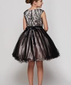 Flower Girl Dresses Girls Short Cap Sleeve Dress With Lace Bodice By Cinderella Couture 5045