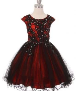 Flower Girl Dresses Girls Short Cap Sleeve Dress With Lace Bodice By Cinderella Couture 5045