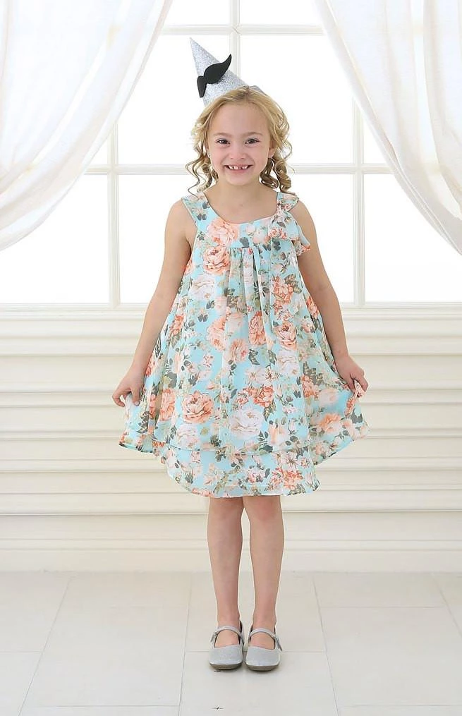 Calla Collection Flower Girl Dresses Girls Short Chiffon Floral Print Dress By Calla C621 7 Calla Collection Flower Girl Dresses Girls Short Chiffon Floral Print Dress By Calla C621