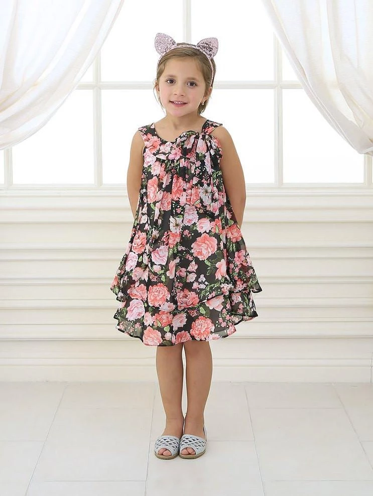 Calla Collection Flower Girl Dresses Girls Short Chiffon Floral Print Dress By Calla C621 4 Calla Collection Flower Girl Dresses Girls Short Chiffon Floral Print Dress By Calla C621