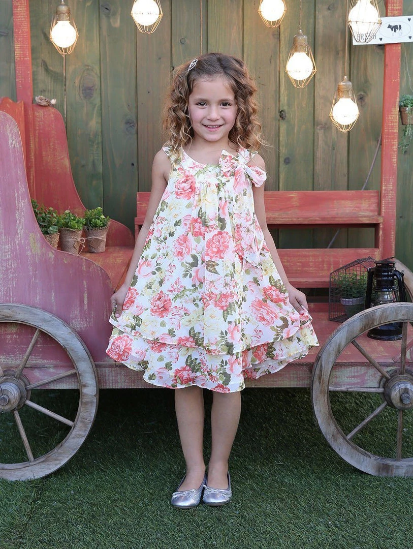 Calla Collection Flower Girl Dresses Girls Short Chiffon Floral Print Dress By Calla C621 6 Calla Collection Flower Girl Dresses Girls Short Chiffon Floral Print Dress By Calla C621