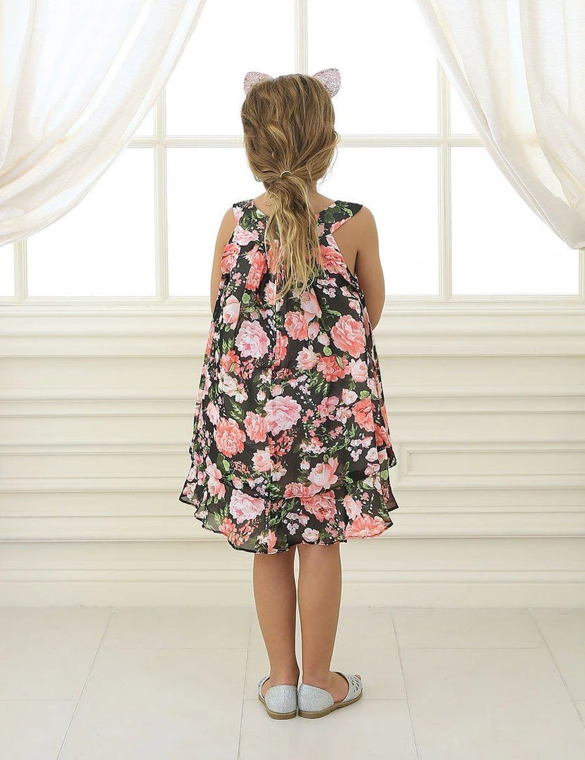 Calla Collection Flower Girl Dresses Girls Short Chiffon Floral Print Dress By Calla C621 8 Calla Collection Flower Girl Dresses Girls Short Chiffon Floral Print Dress By Calla C621