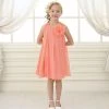 Calla Collection Girls Short Coral Chiffon Dress With Removable Flower By Calla CJ104