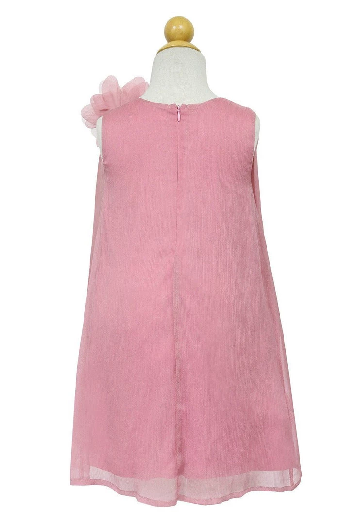 Calla Collection Girls Short Coral Chiffon Dress With Removable Flower By Calla CJ104 5 Calla Collection Girls Short Coral Chiffon Dress With Removable Flower By Calla CJ104