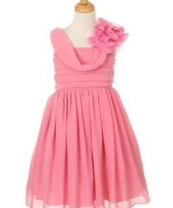 ABC Fashion Flower Girl Dresses Girls Short Dusty Rose Dresses With Ruffle Flowers