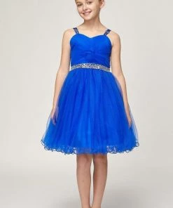 Kids Girls Short Front Twist Tulle Dress By Cinderella Couture 5019