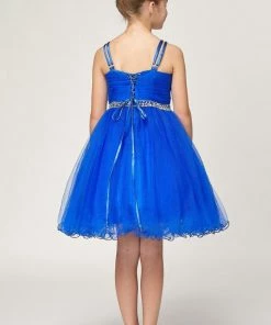 Kids Girls Short Front Twist Tulle Dress By Cinderella Couture 5019