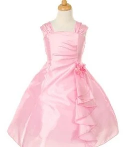 ABC Fashion Flower Girl Dresses Girls Short Fuchsia Dresses With Ruffled Skirt
