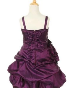 ABC Fashion Girls Short Fuchsia Pickup Dresses With Scarf Flower Girl Dresses