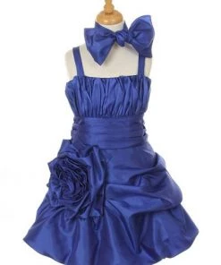 ABC Fashion Girls Short Fuchsia Pickup Dresses With Scarf Flower Girl Dresses