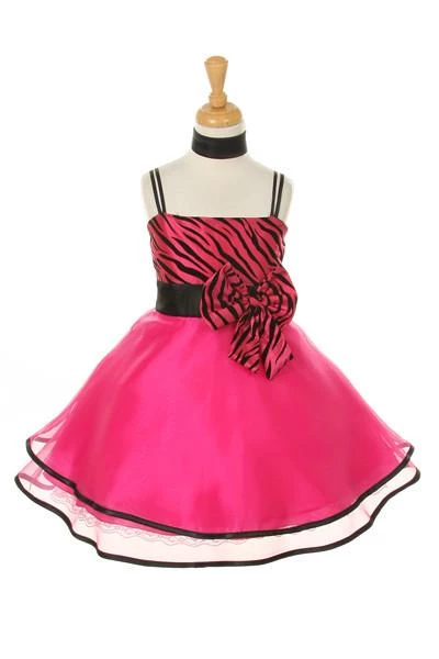 ABC Fashion Girls Short Fuchsia Zebra Print Dresses With Shawl 3 ABC Fashion Girls Short Fuchsia Zebra Print Dresses With Shawl
