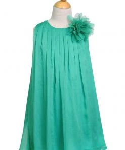Calla Collection Flower Girl Dresses Girls Short Green Chiffon Dress With Removable Flower By Calla CJ104