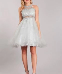 Kids Girls Short Halter Dress With Lace Bodice By Cinderella Couture 5040