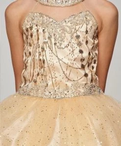 Kids Girls Short Halter Glitter Dress By Cinderella Couture 5090