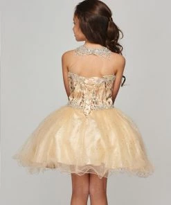 Kids Girls Short Halter Glitter Dress By Cinderella Couture 5090