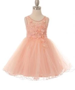 Girls Short Illusion Dress With 3D Flowers By Cinderella Couture 9083 Flower Girl Dresses 16 Girls Short Illusion Dress With 3D Flowers By Cinderella Couture 9083 Flower Girl Dresses