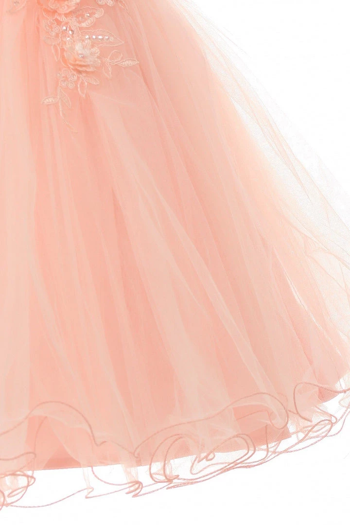 Girls Short Illusion Dress With 3D Flowers By Cinderella Couture 9083 Flower Girl Dresses 6 Girls Short Illusion Dress With 3D Flowers By Cinderella Couture 9083 Flower Girl Dresses