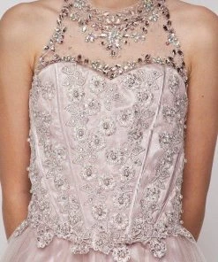 Girls Short Illusion Halter Dress By Cinderella Couture 8500 Flower Girl Dresses