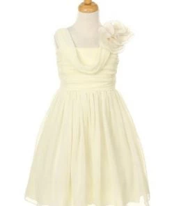 ABC Fashion Girls Short Ivory Dresses With Ruffle Flowers Flower Girl Dresses