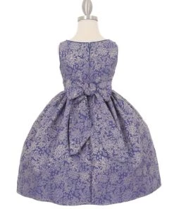 Girls Short Jacquard Metallic Print Dress By Cinderella Couture ME555