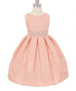 Girls Short Jacquard Metallic Print Dress By Cinderella Couture ME555