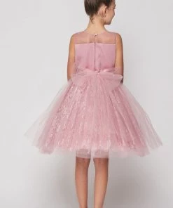 Girls Short Lace Dress With 3D Flowers By Cinderella Couture 9032