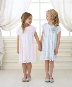Calla Collection Girls Short Lace Dress With Short Sleeves By Calla CJ106