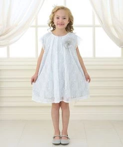 Calla Collection Girls Short Lace Dress With Short Sleeves By Calla CJ106