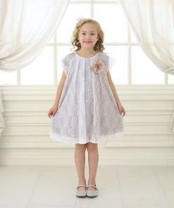 Calla Collection Girls Short Lace Dress With Short Sleeves By Calla CJ106