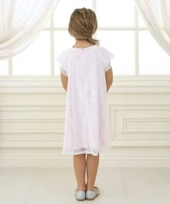Calla Collection Girls Short Lace Dress With Short Sleeves By Calla CJ106