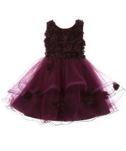 Flower Girl Dresses Girls Short Layered Dress With 3D Flowers By Cinderella Couture 9084