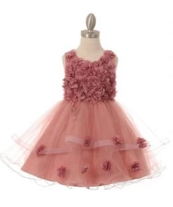 Flower Girl Dresses Girls Short Layered Dress With 3D Flowers By Cinderella Couture 9084