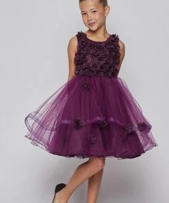 Flower Girl Dresses Girls Short Layered Dress With 3D Flowers By Cinderella Couture 9084