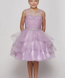 Flower Girl Dresses Girls Short Layered Dress With Beaded Bodice By Cinderella Couture 5050
