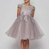 Flower Girl Dresses Girls Short Off Shoulder Glitter Dress By Cinderella Couture 9085