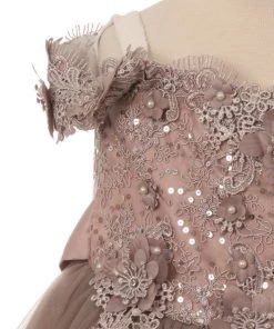 Flower Girl Dresses Girls Short Off Shoulder Glitter Dress By Cinderella Couture 9085