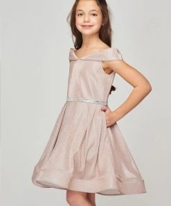 Girls Short Off Shoulder Metallic Dress By Cinderella Couture 8012