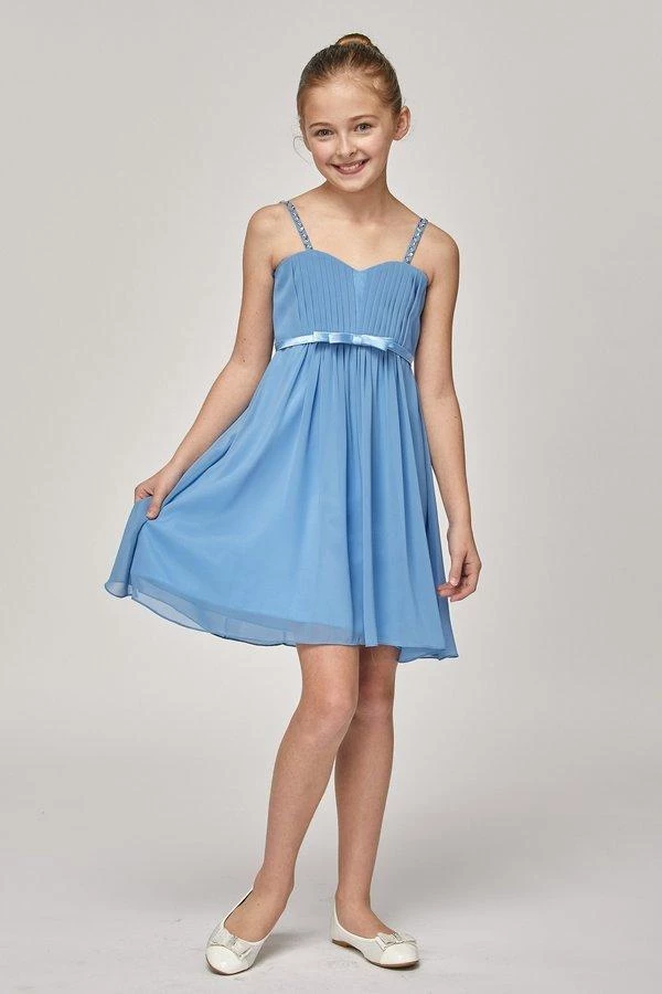 Kids Girls Short Pleated Chiffon Dress By Cinderella Couture 5012 4 Kids Girls Short Pleated Chiffon Dress By Cinderella Couture 5012